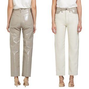 NWT! Agolde Paneled 90's Pinch Waist – Powder Quail Patent Leather Pants SIZE 27